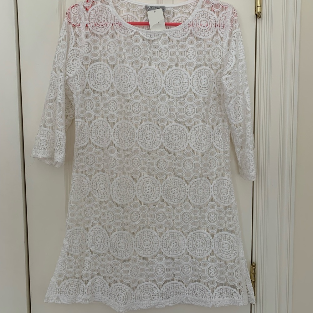 Sheer lace beach dress/ coverup